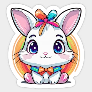 Cute colorful bunny with bowtie Sticker